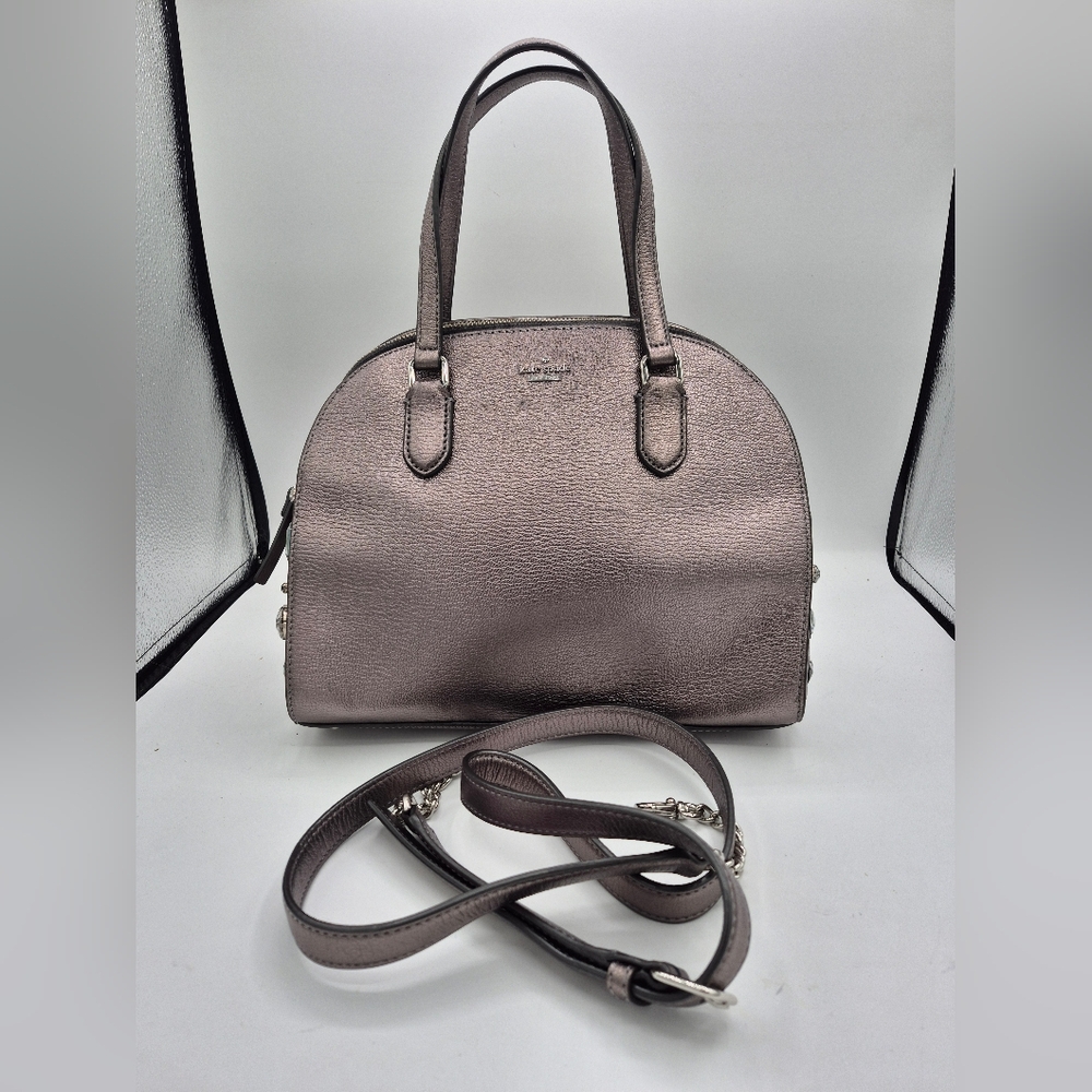 Kate Spade Metallic Leather Stachel/crossbosy With Crystal Embellishments